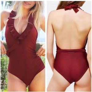 Cupshe red ruffle one piece swimsuit